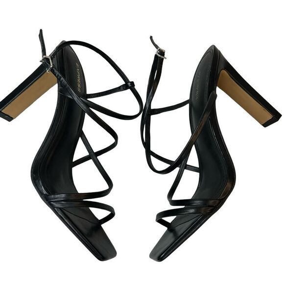 Express High Heels Black Strappy Ankle Wrap Sandal Size 10 - Picture 3 of 17